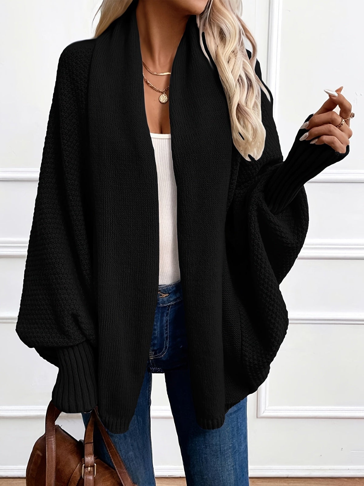 Draped Shawl-Collar Cardigan