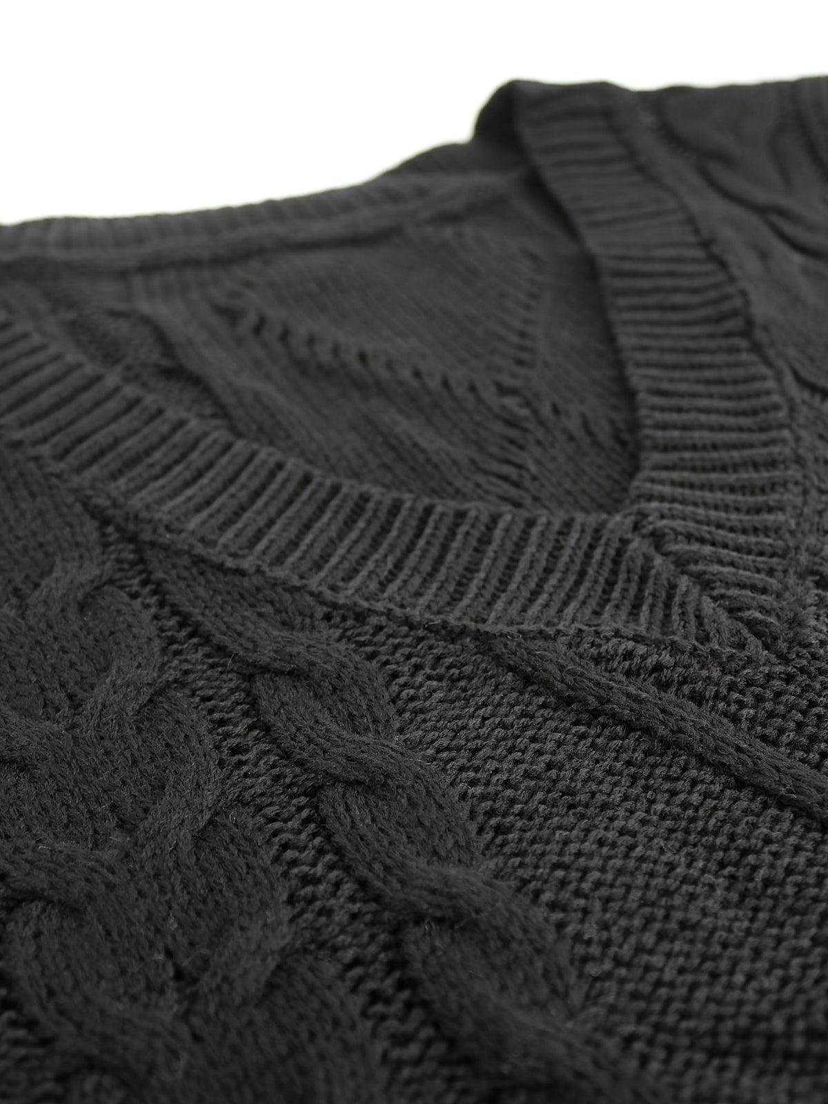 Cable-Knit V-Neck Sweater Vest