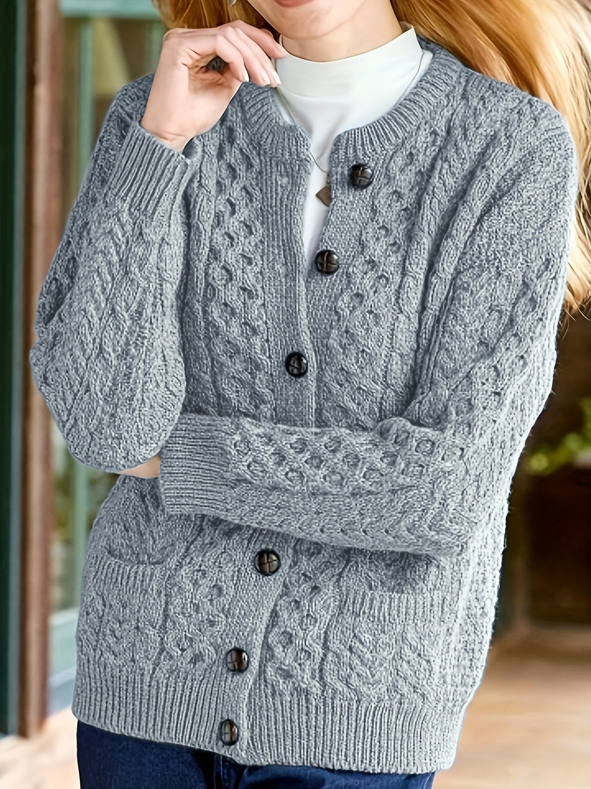 Textured Button-Front Cardigan