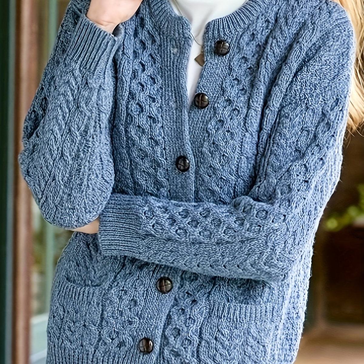 Textured Button-Front Cardigan