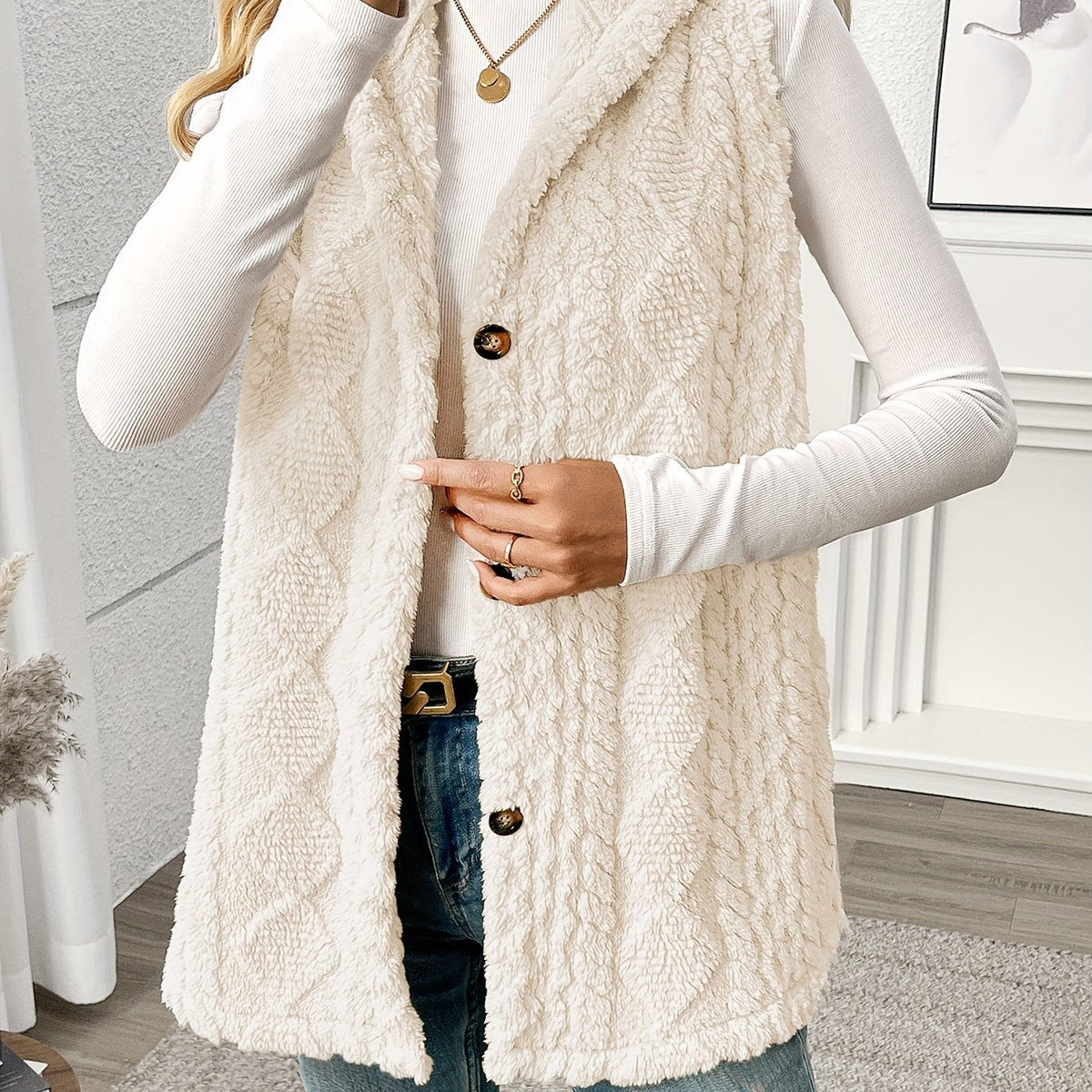 Textured Hooded Gilet