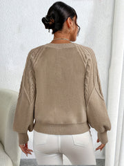 Cable-Knit Lantern-Sleeve Sweater