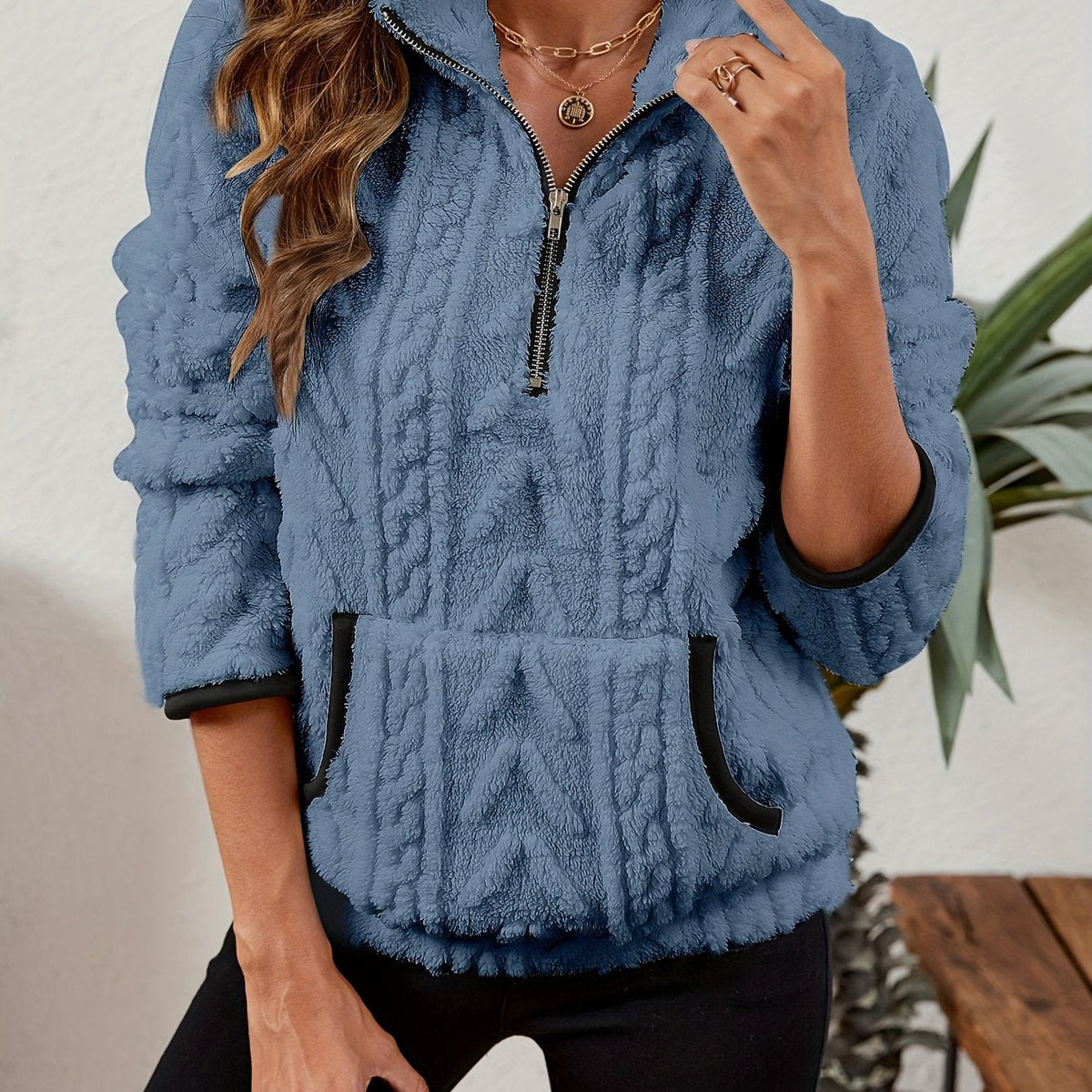 Textured Half-Zip Pullover