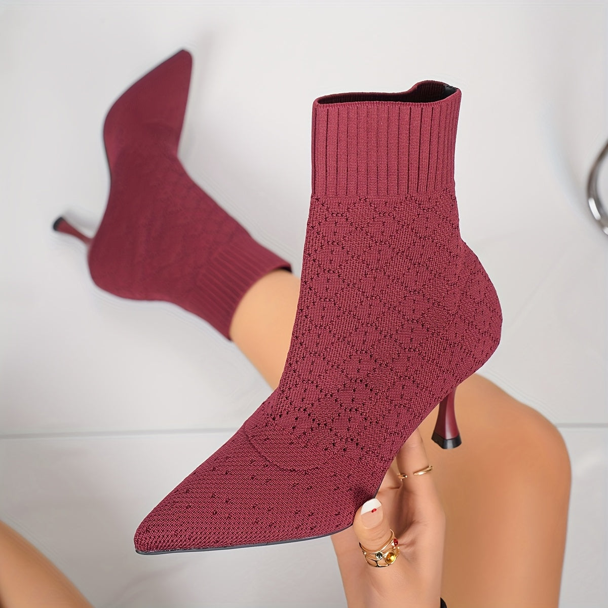 Pointed-Toe Heeled Ankle Boots
