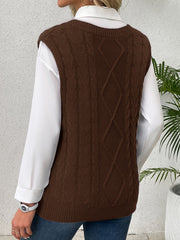 Cable-Knit V-Neck Sweater Vest