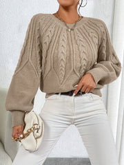 Cable-Knit Lantern-Sleeve Sweater