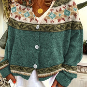 Patterned Button-Front Cardigan