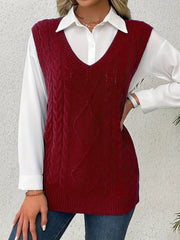 Cable-Knit V-Neck Sweater Vest