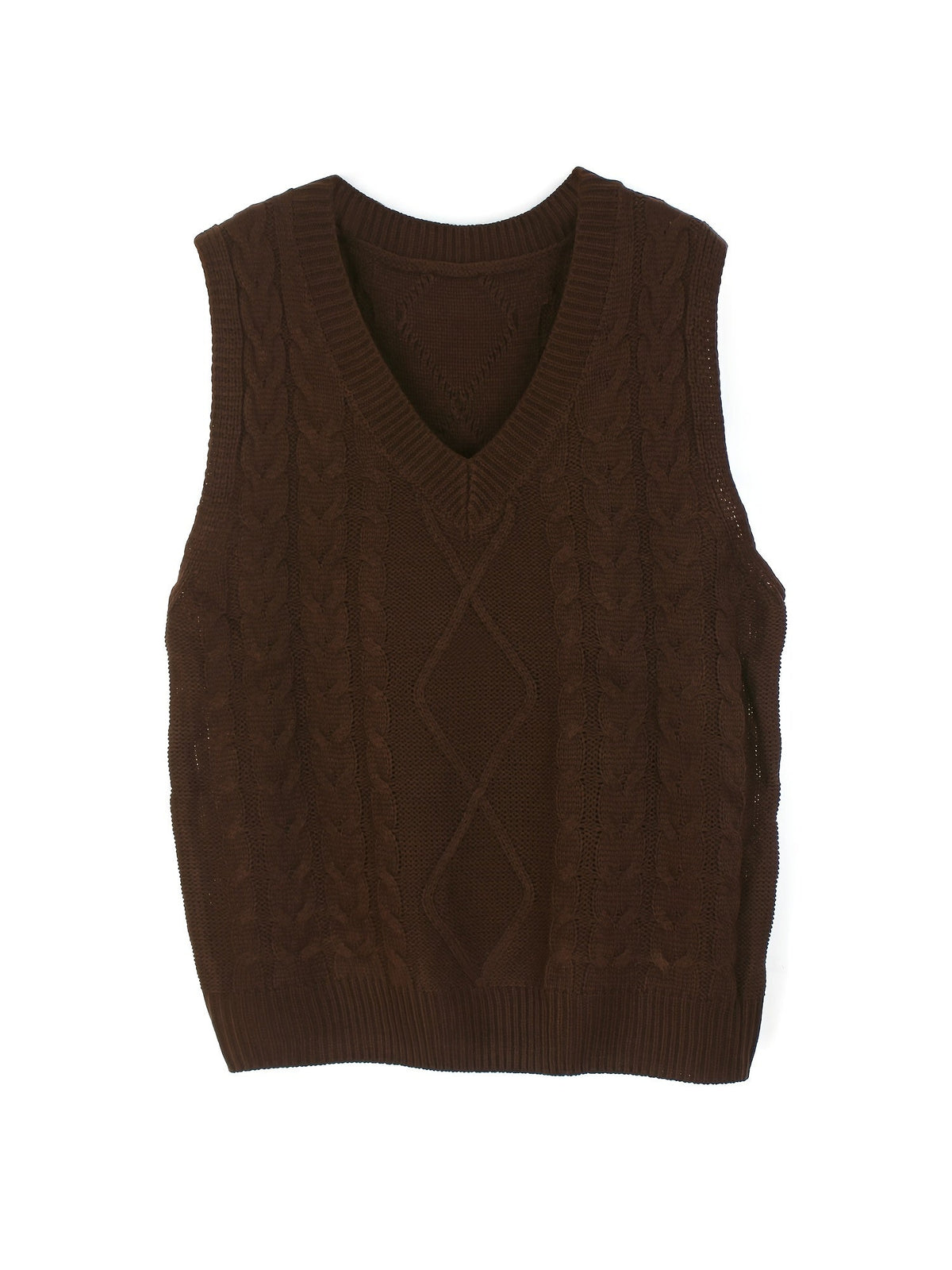 Cable-Knit V-Neck Sweater Vest