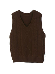 Cable-Knit V-Neck Sweater Vest