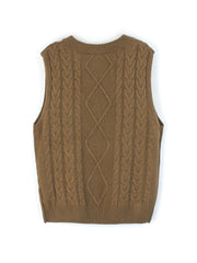 Cable-Knit V-Neck Sweater Vest