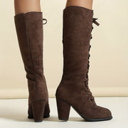 Lace-Up Knee-High Boots