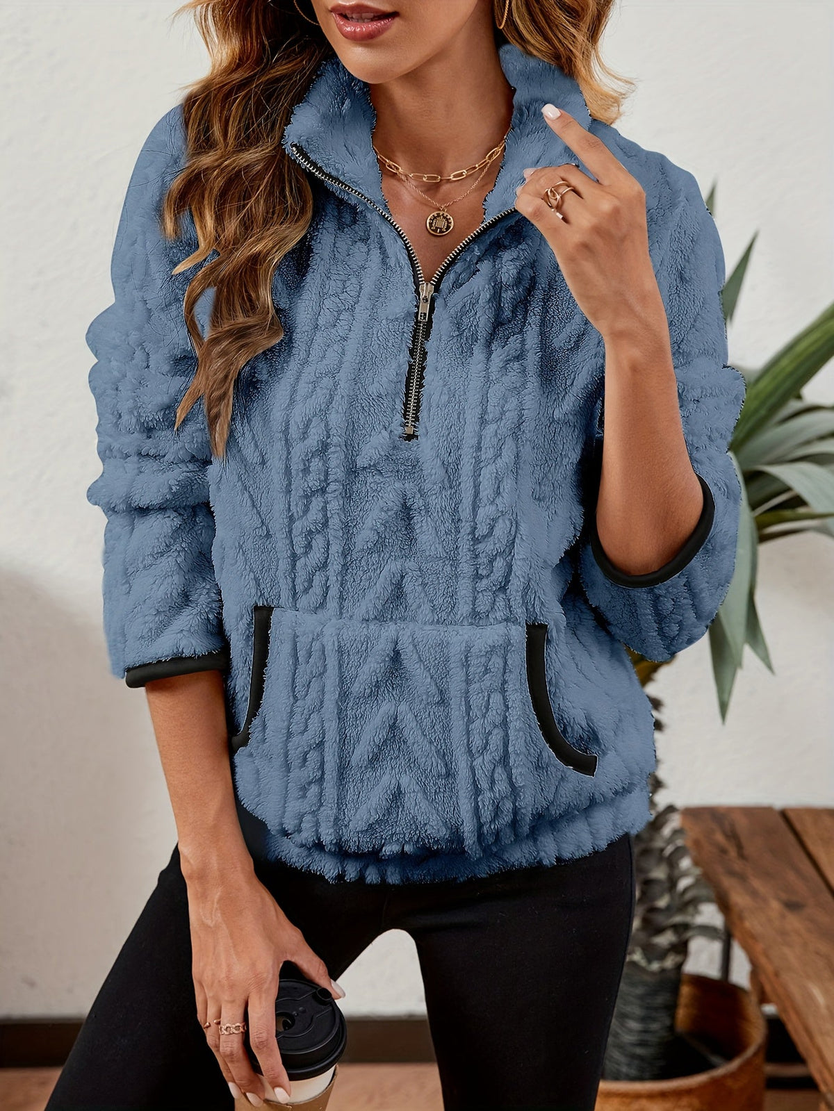 Textured Half-Zip Pullover