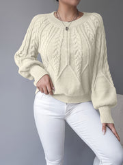 Cable-Knit Lantern-Sleeve Sweater