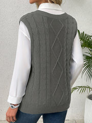 Cable-Knit V-Neck Sweater Vest