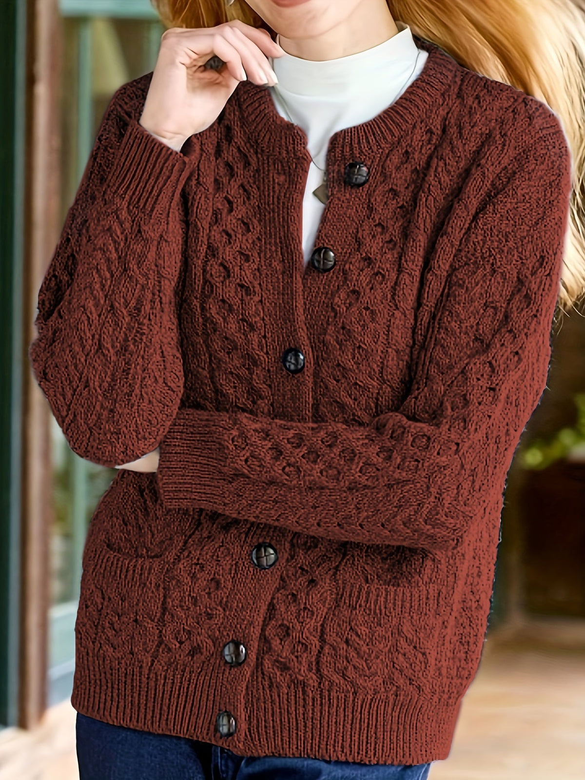 Textured Button-Front Cardigan