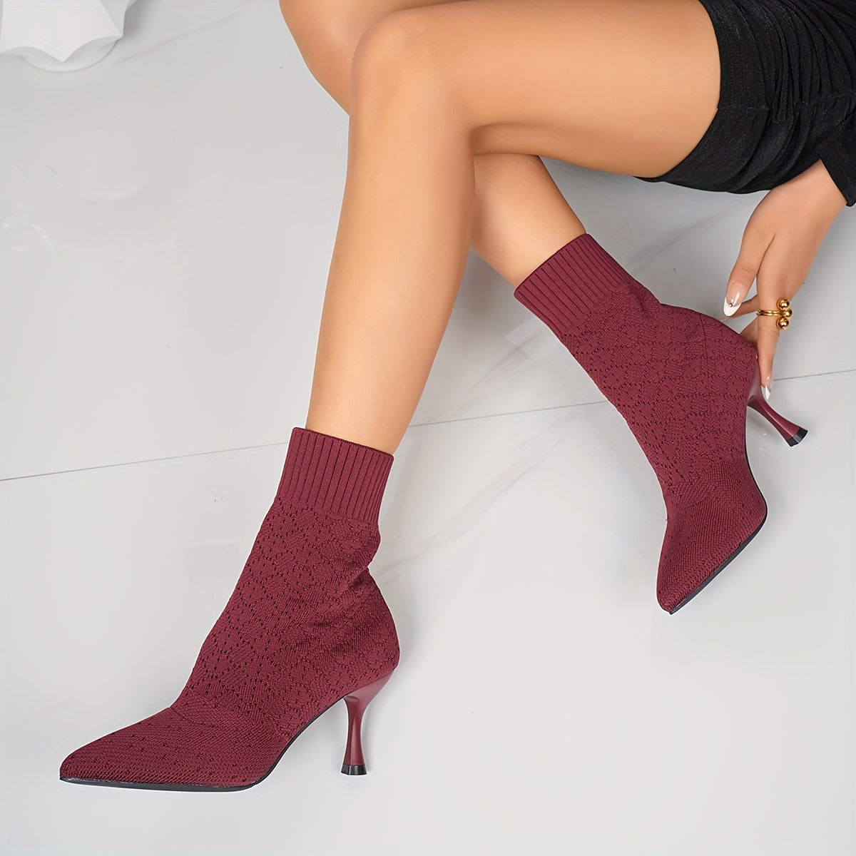 Pointed-Toe Heeled Ankle Boots