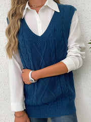 Cable-Knit V-Neck Sweater Vest