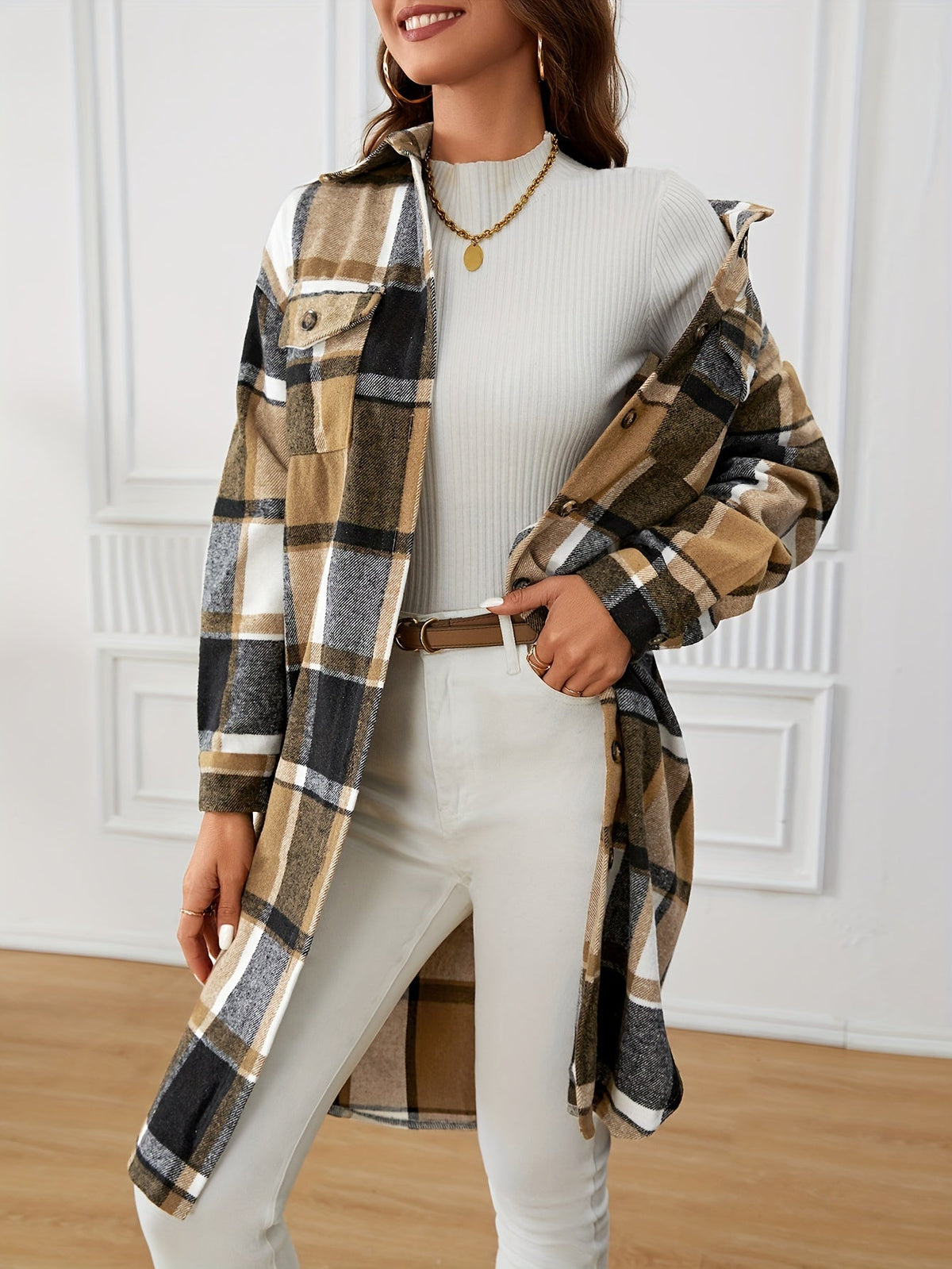 Longline Checked Coat