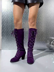 Lace-Up Knee-High Boots