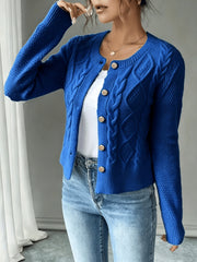 Cable-Knit Button-Front Cardigan