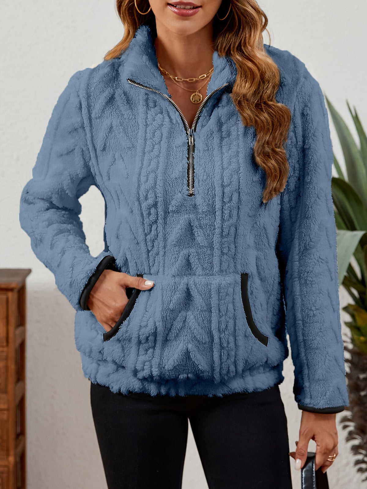 Textured Half-Zip Pullover
