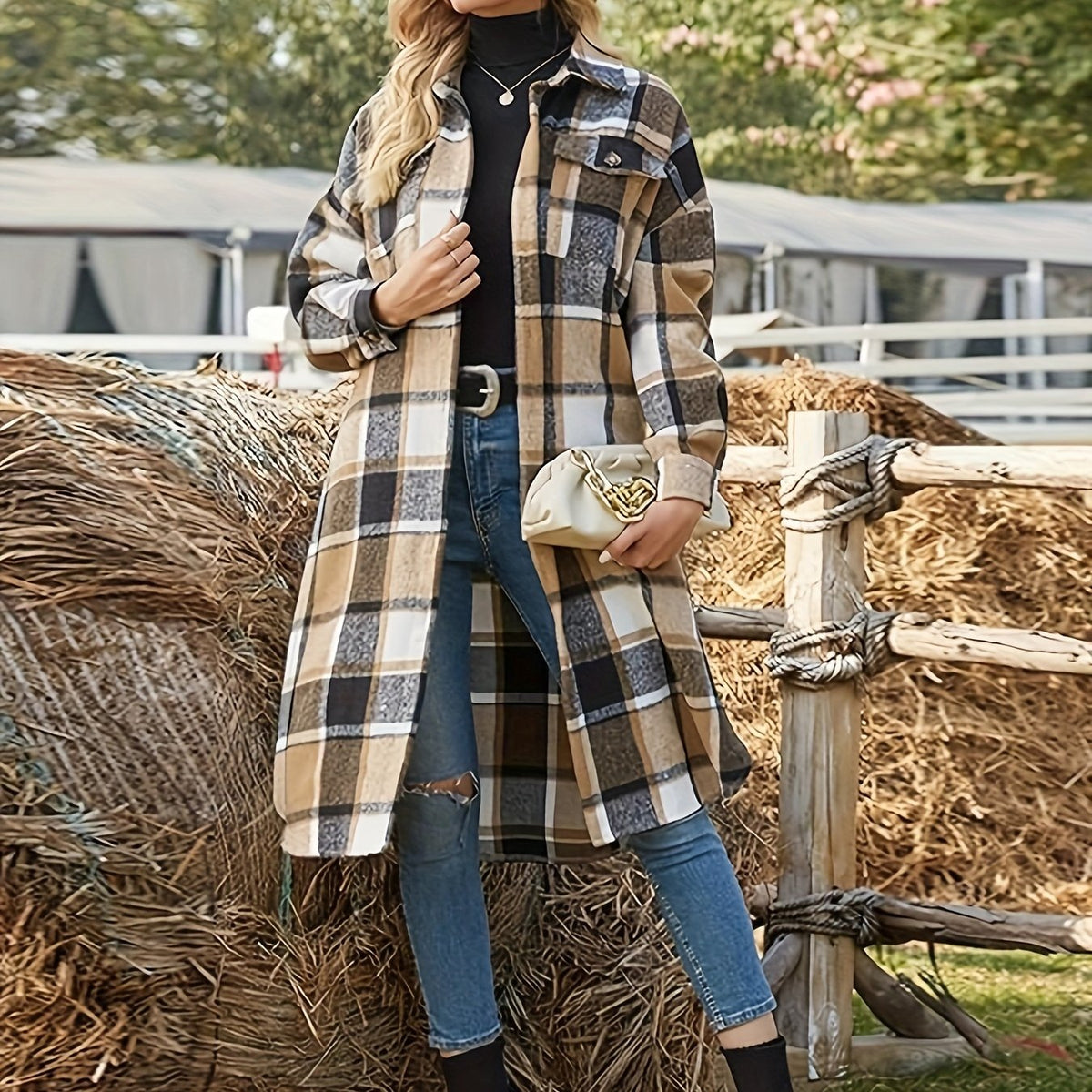 Longline Checked Coat
