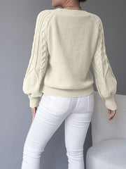 Cable-Knit Lantern-Sleeve Sweater