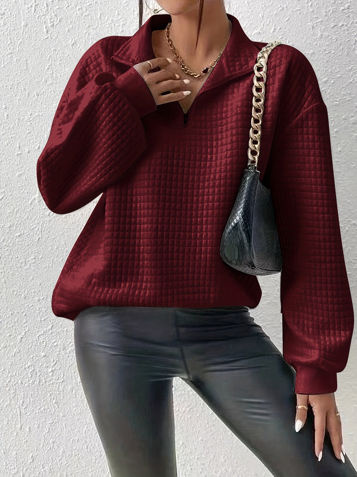 Textured Quarter-Zip Pullover