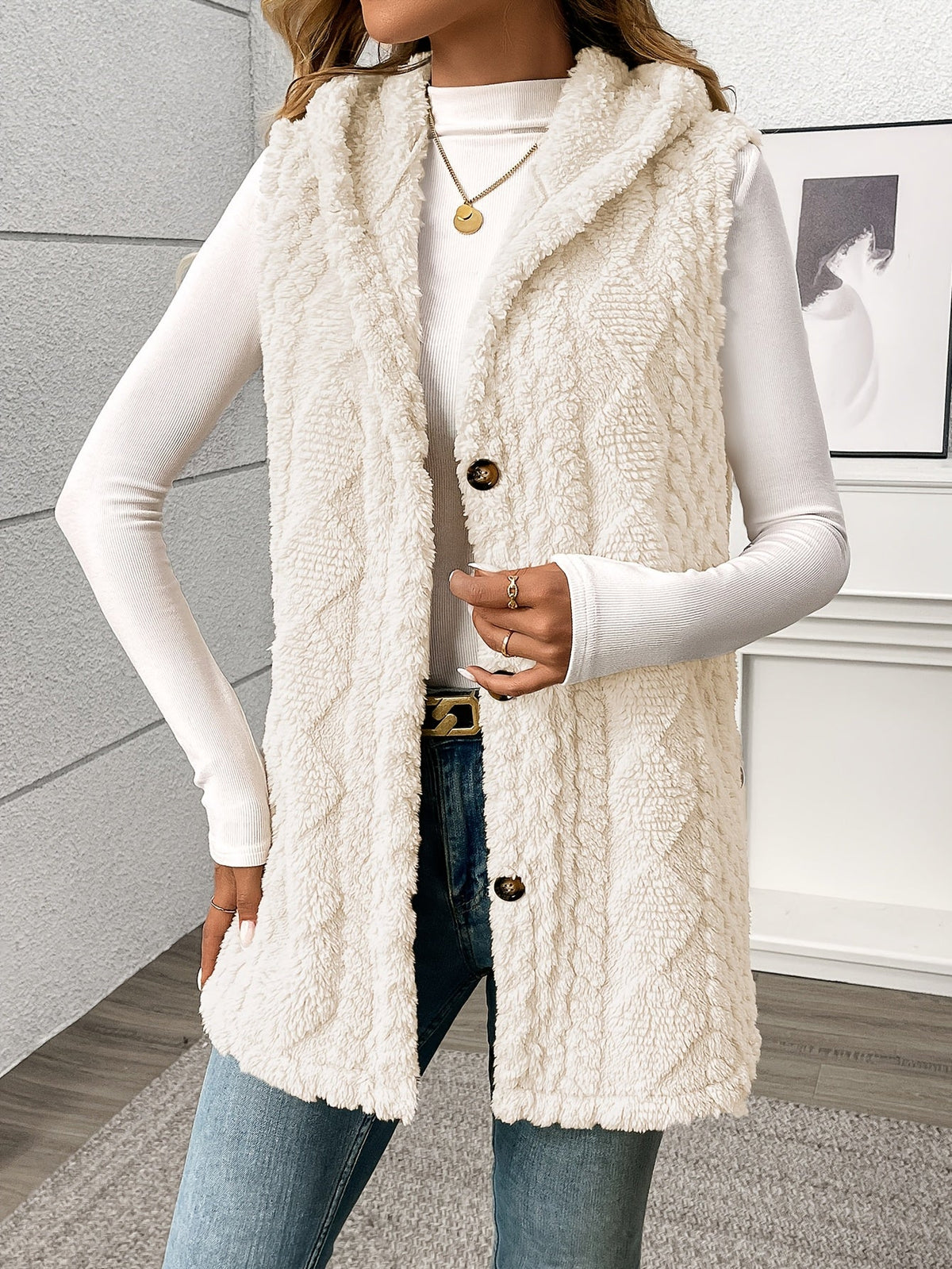 Textured Hooded Gilet