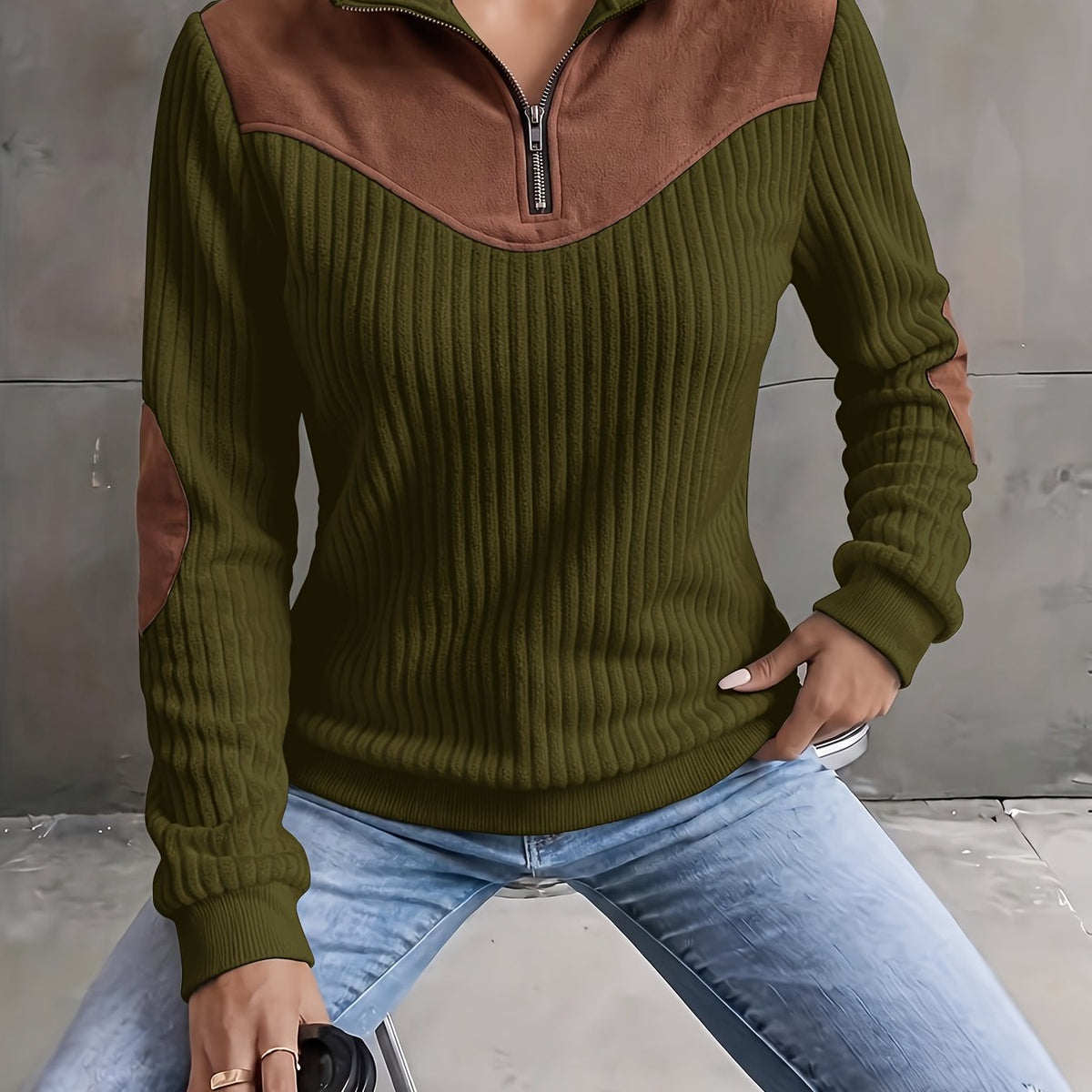 Half-Zip Ribbed Pullover