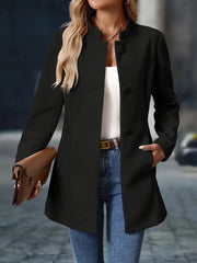Stand-Collar Button Coat