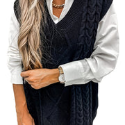 Cable-Knit V-Neck Sweater Vest