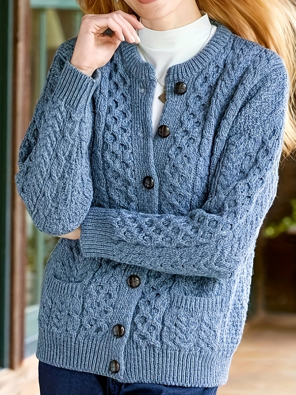 Textured Button-Front Cardigan
