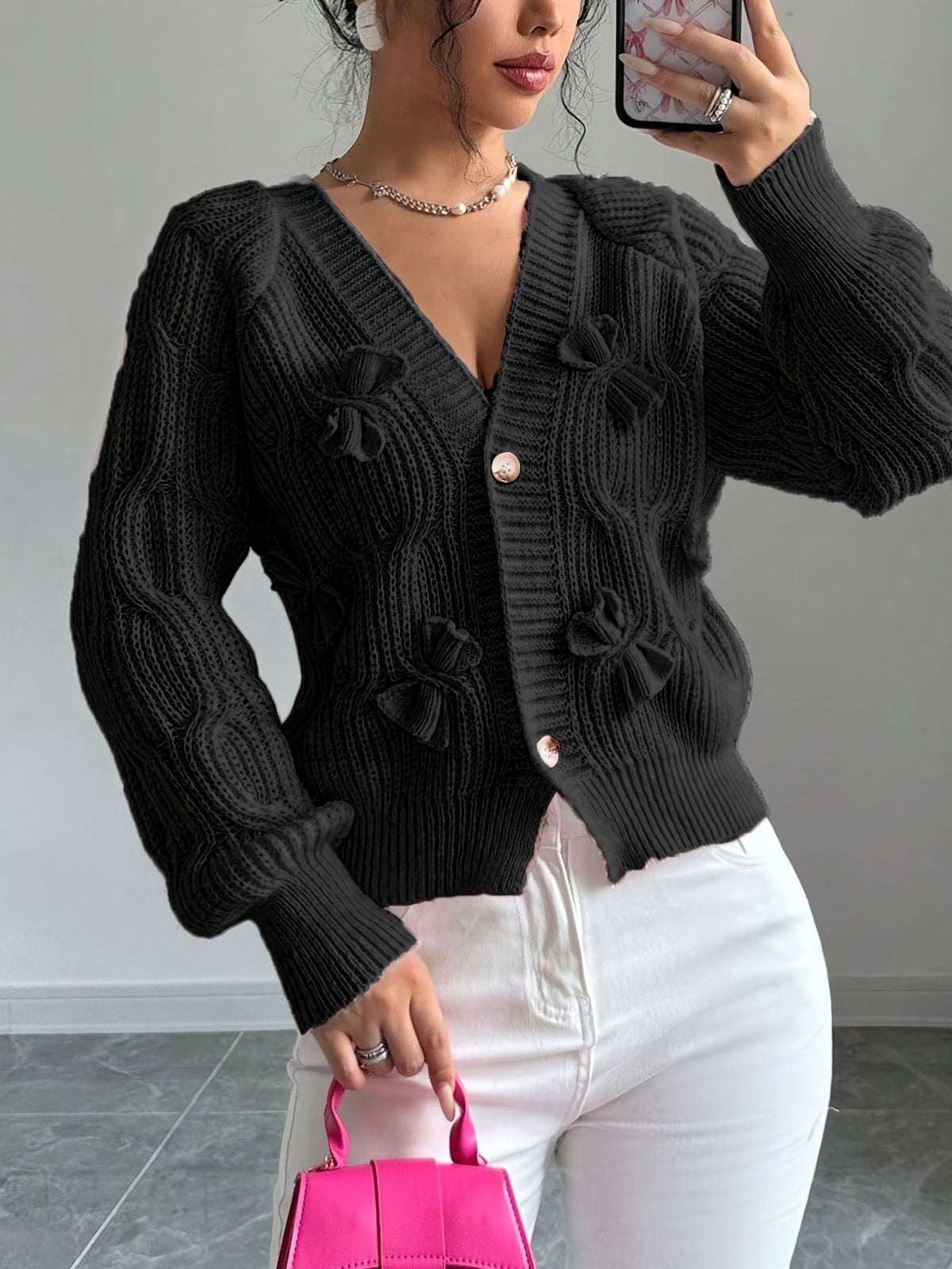 Bow-Detail Cardigan