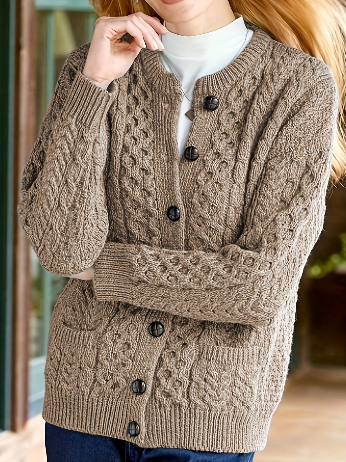 Textured Button-Front Cardigan
