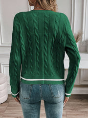 Cable-Knit Button Cardigan