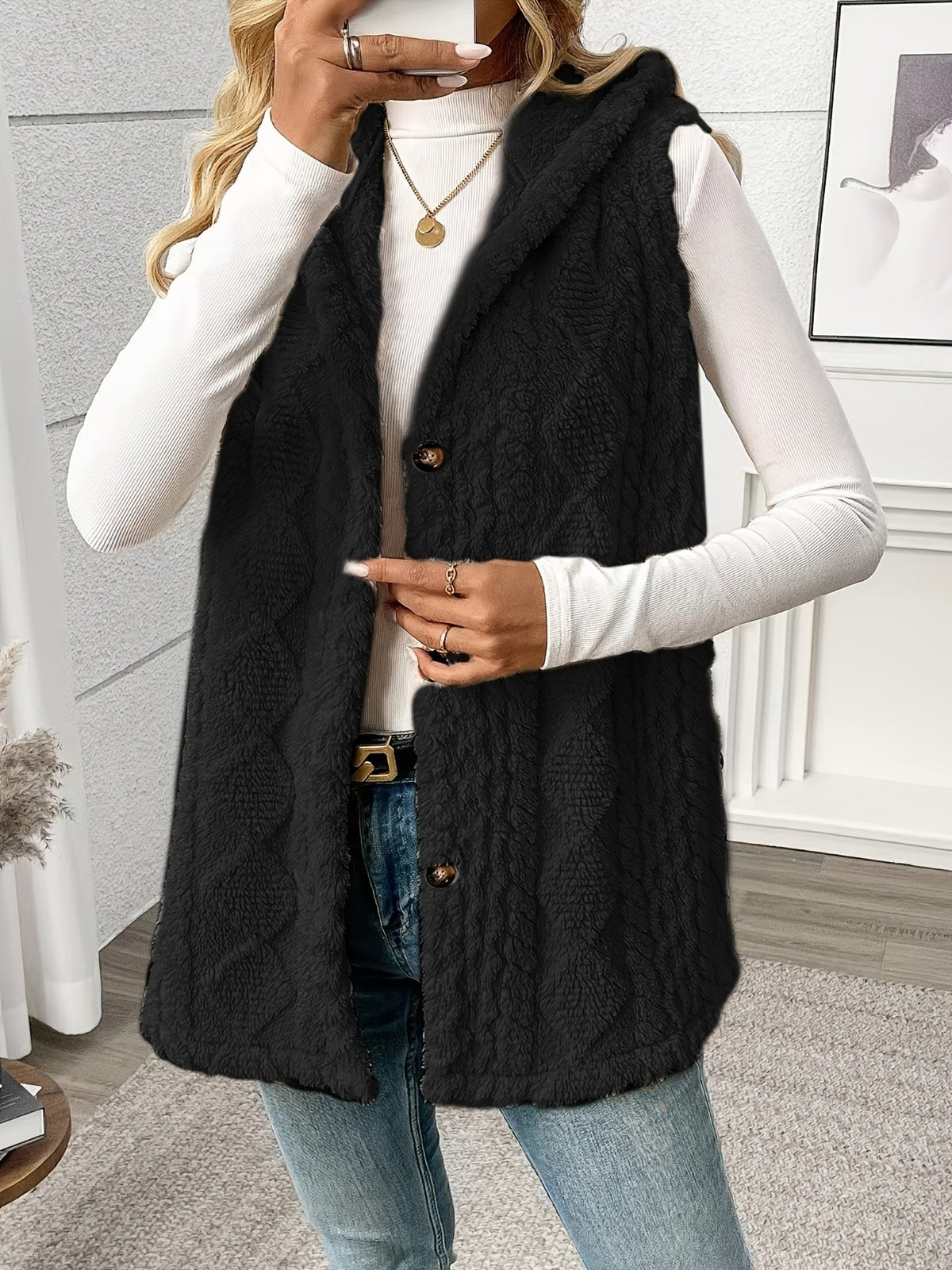 Textured Hooded Gilet