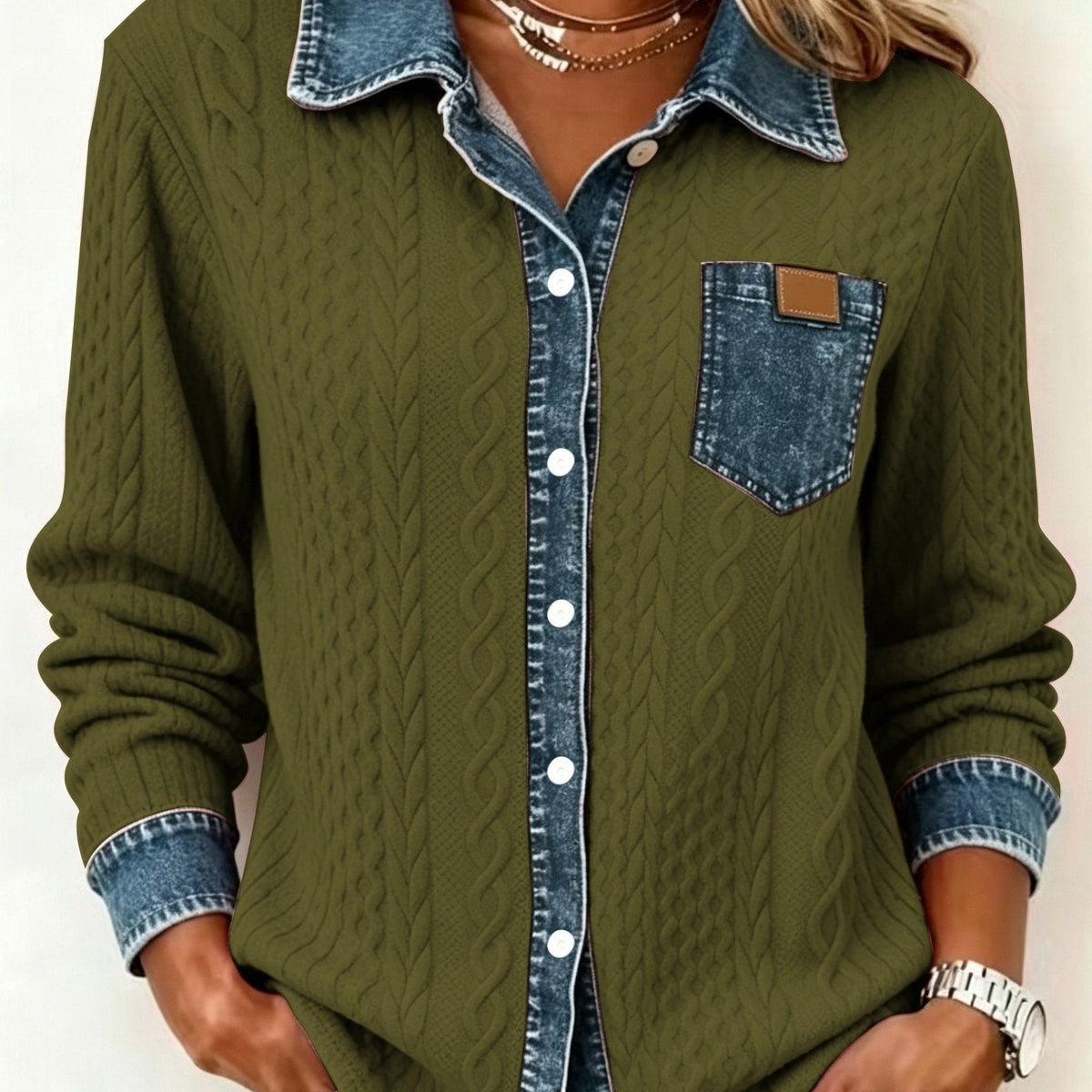 Textured Contrast Cardigan