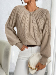 Cable-Knit Lantern-Sleeve Sweater