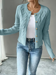 Cable-Knit Button-Front Cardigan