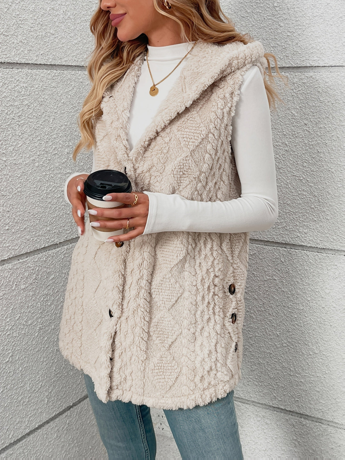Textured Hooded Gilet