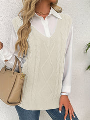 Cable-Knit V-Neck Sweater Vest