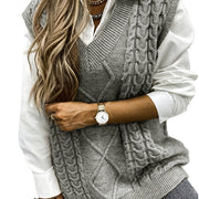 Cable-Knit V-Neck Sweater Vest