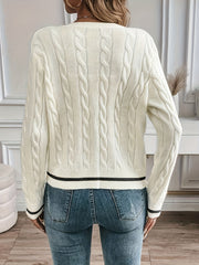 Cable-Knit Button Cardigan