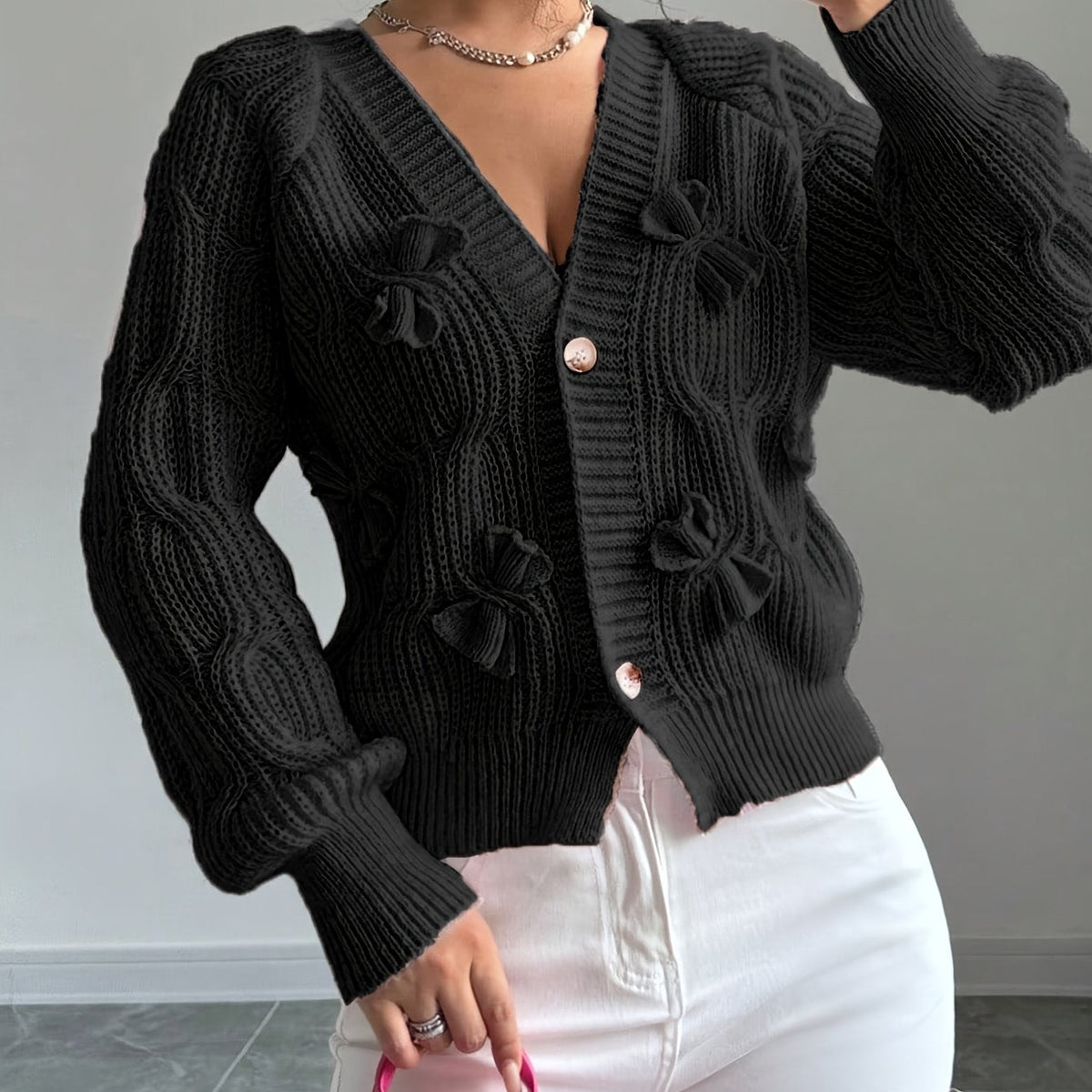 Bow-Detail Cardigan