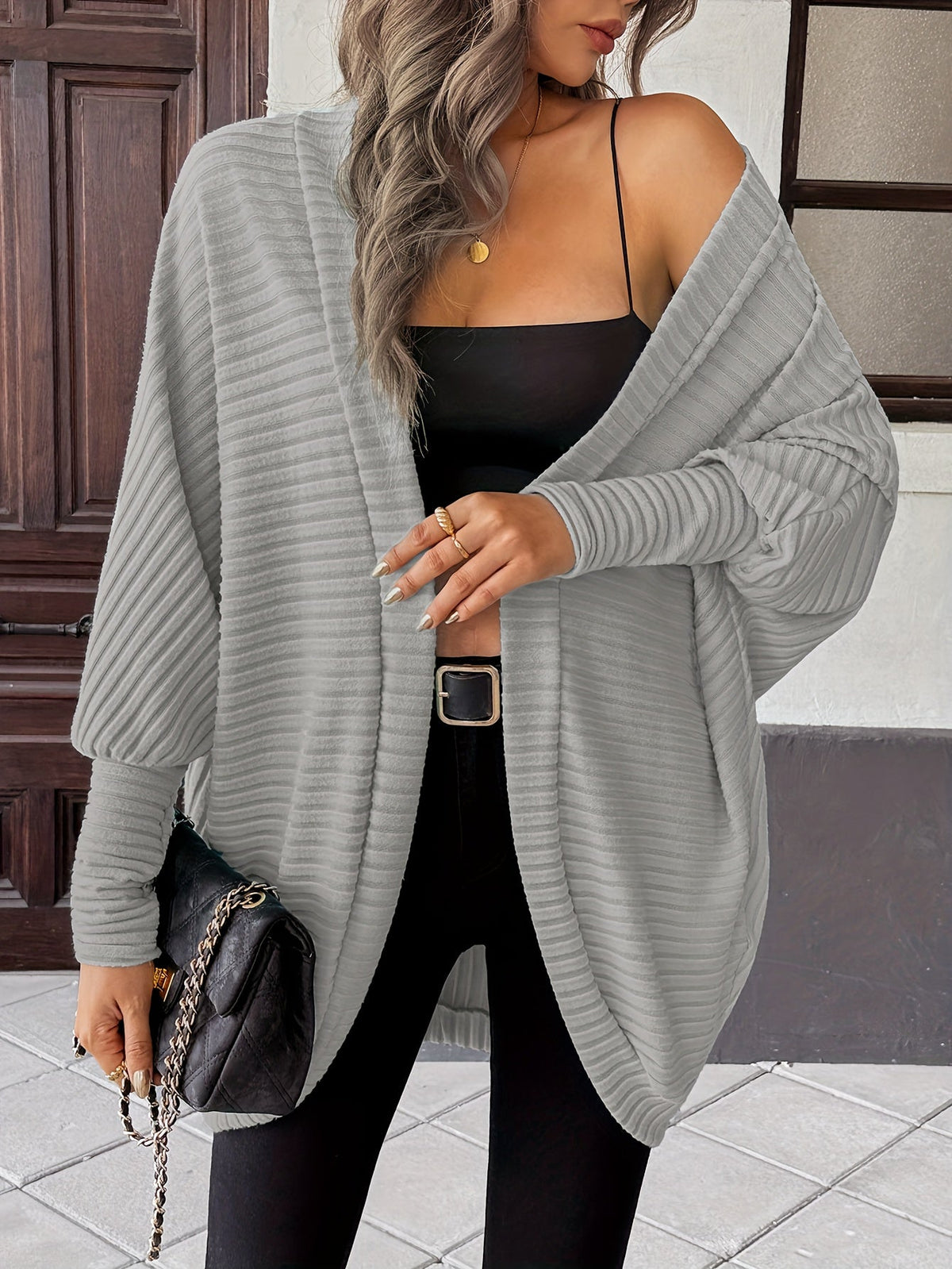 Relaxed Open-Front Cardigan