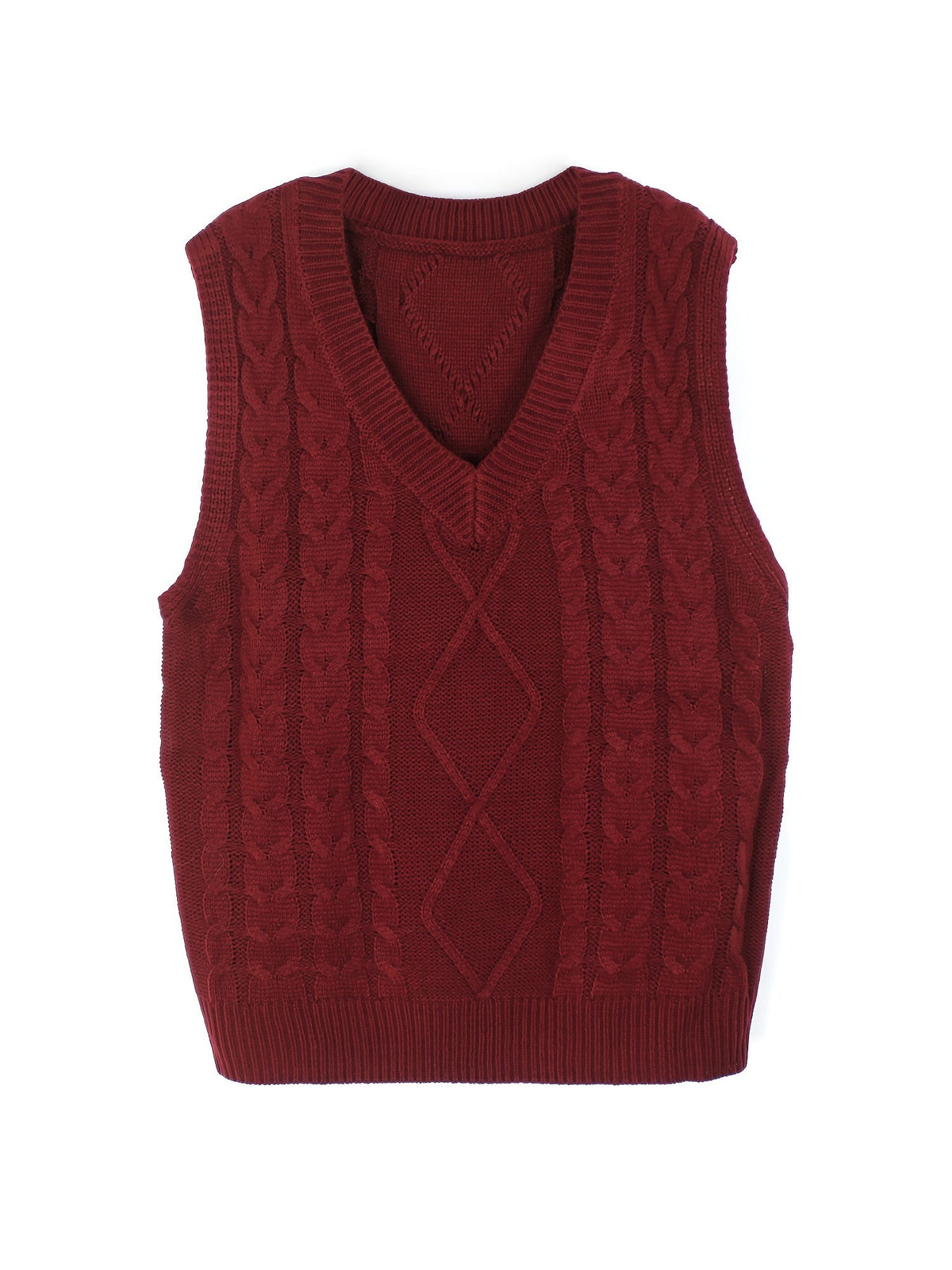 Cable-Knit V-Neck Sweater Vest