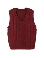 Cable-Knit V-Neck Sweater Vest