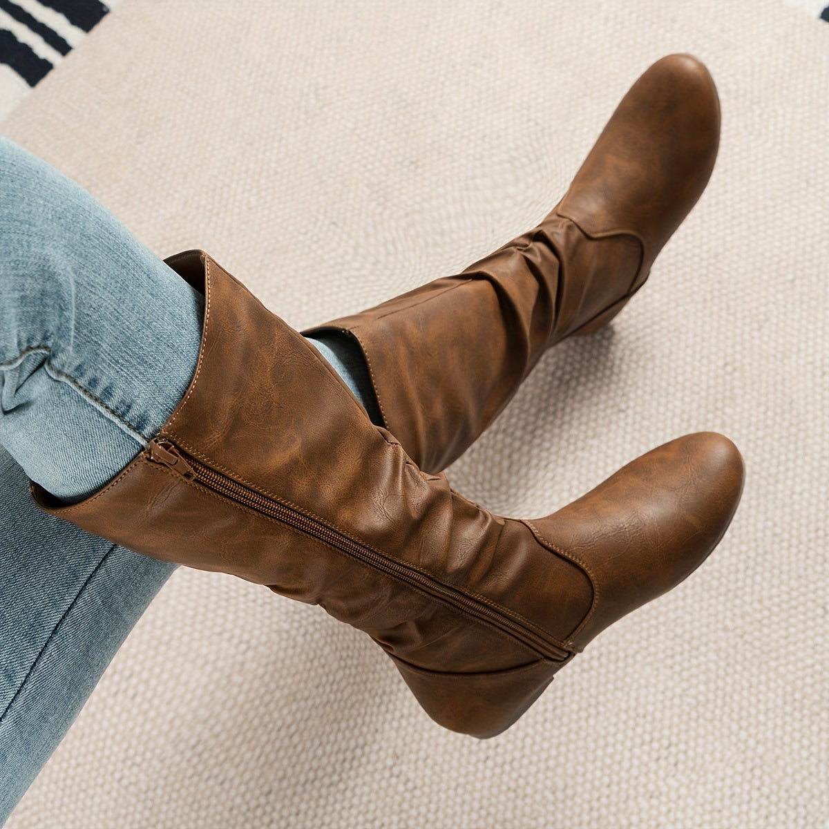 Slouch Mid-Calf Flat Boots